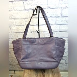 Coach F23284 Carrie Purple Grey Pebble Leather Park Tote w/COA
